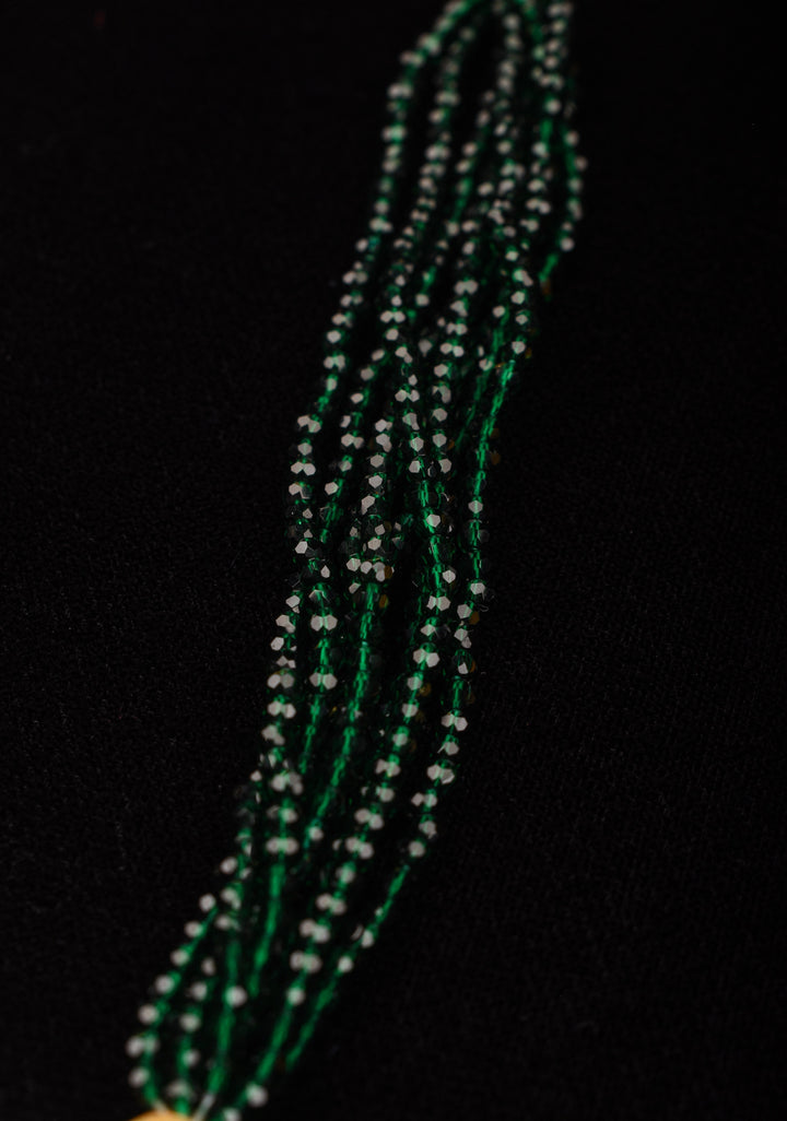 Victorian Design Necklace Set in Green and Antique Finish | Shobitam Jewelry