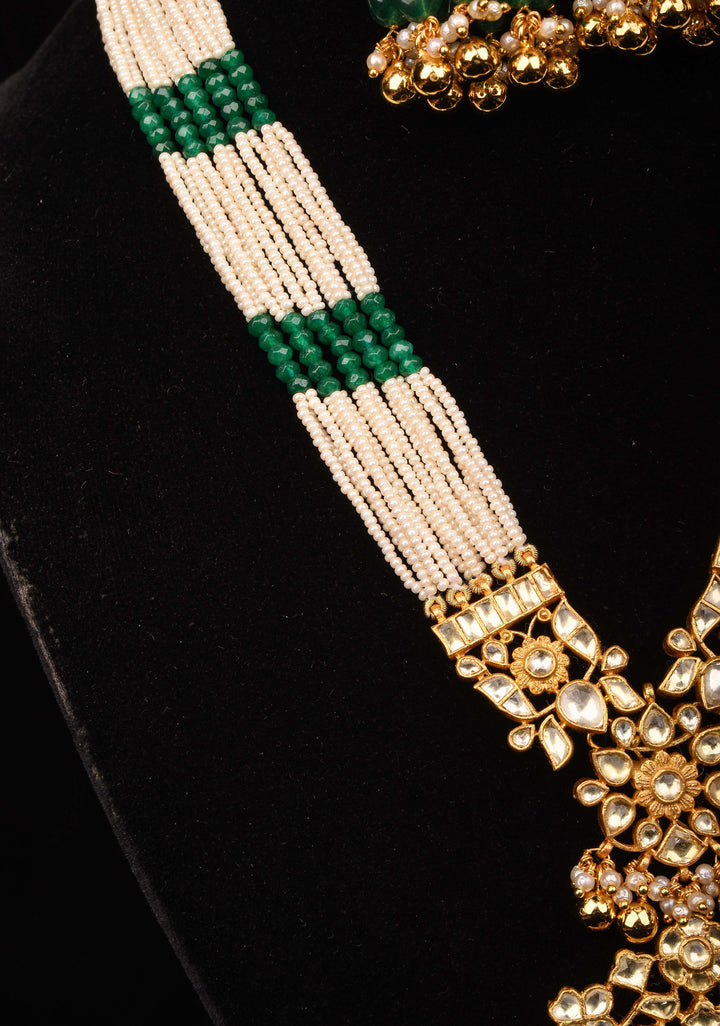 Rani Haar - Ahmedabadi Jadau haar with Kundan Stones and Matching Earrings | Shobitam Jewelry