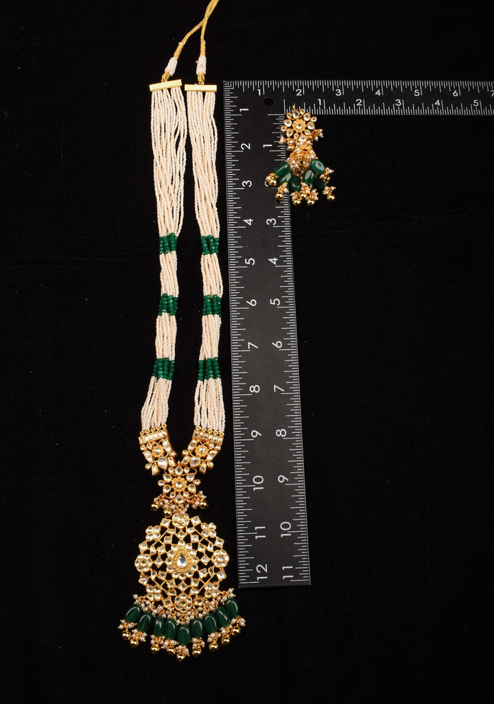 Rani Haar - Ahmedabadi Jadau haar with Kundan Stones and Matching Earrings | Shobitam Jewelry