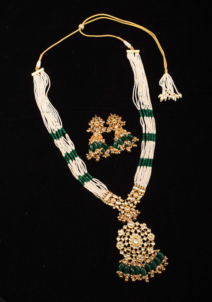 Rani Haar - Ahmedabadi Jadau haar with Kundan Stones and Matching Earrings | Shobitam Jewelry
