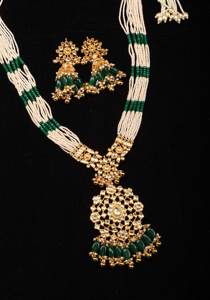 Rani Haar - Ahmedabadi Jadau haar with Kundan Stones and Matching Earrings | Shobitam Jewelry