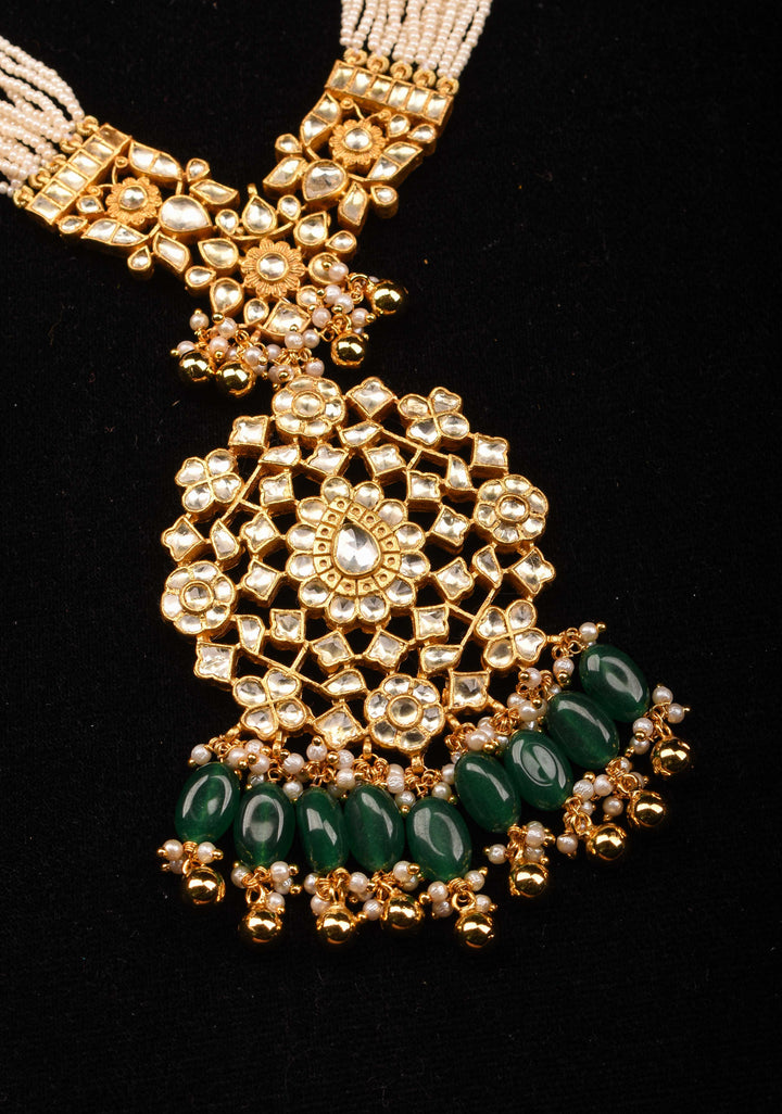 Rani Haar - Ahmedabadi Jadau haar with Kundan Stones and Matching Earrings | Shobitam Jewelry