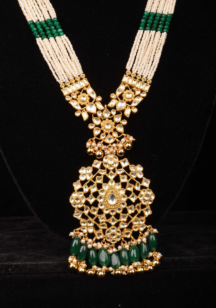 Rani Haar - Ahmedabadi Jadau haar with Kundan Stones and Matching Earrings | Shobitam Jewelry