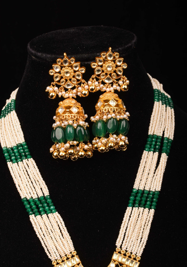 Rani Haar - Ahmedabadi Jadau haar with Kundan Stones and Matching Earrings | Shobitam Jewelry