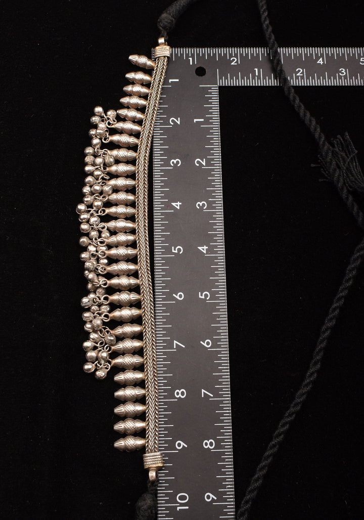 Replica Inspired Design Oxidised Choker Necklace in silver finish and dangling silver beads | Shobitam Jewelry