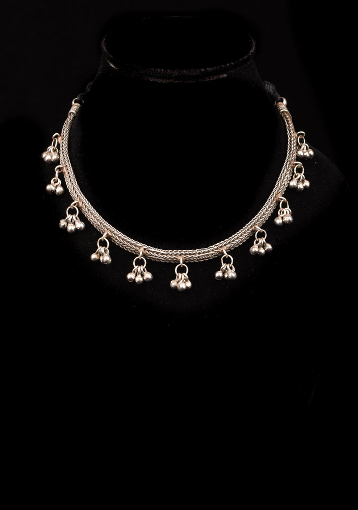 Dangling Design Oxidised Necklace with silver finish | Shobitam Jewelry