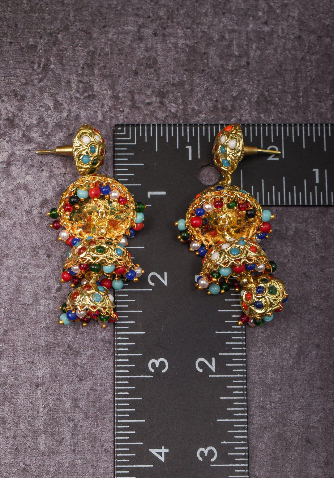 Triple Layer Jhumka Set in MultiColor | Shobitam Jewelry