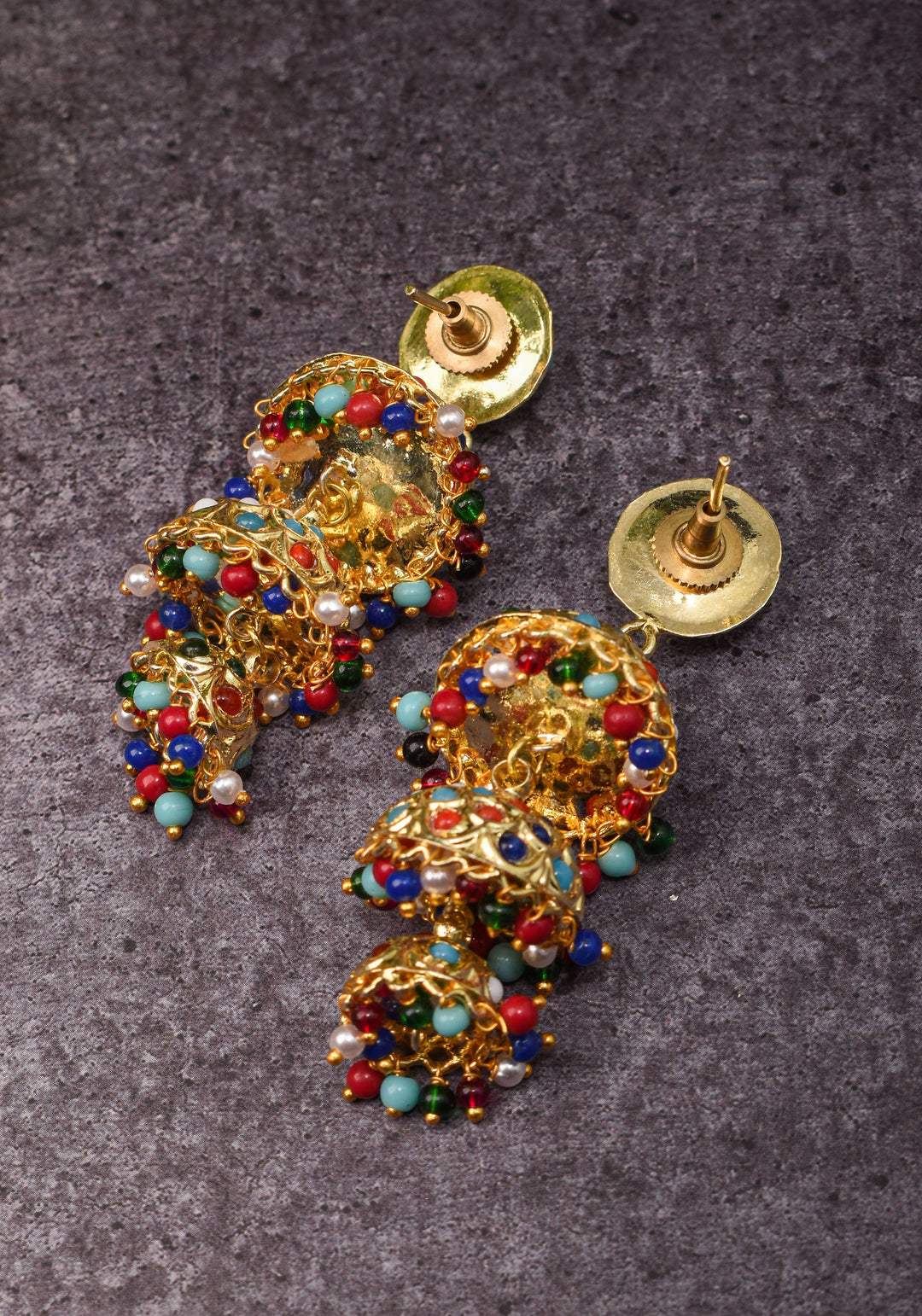 Triple Layer Jhumka Set in MultiColor | Shobitam Jewelry