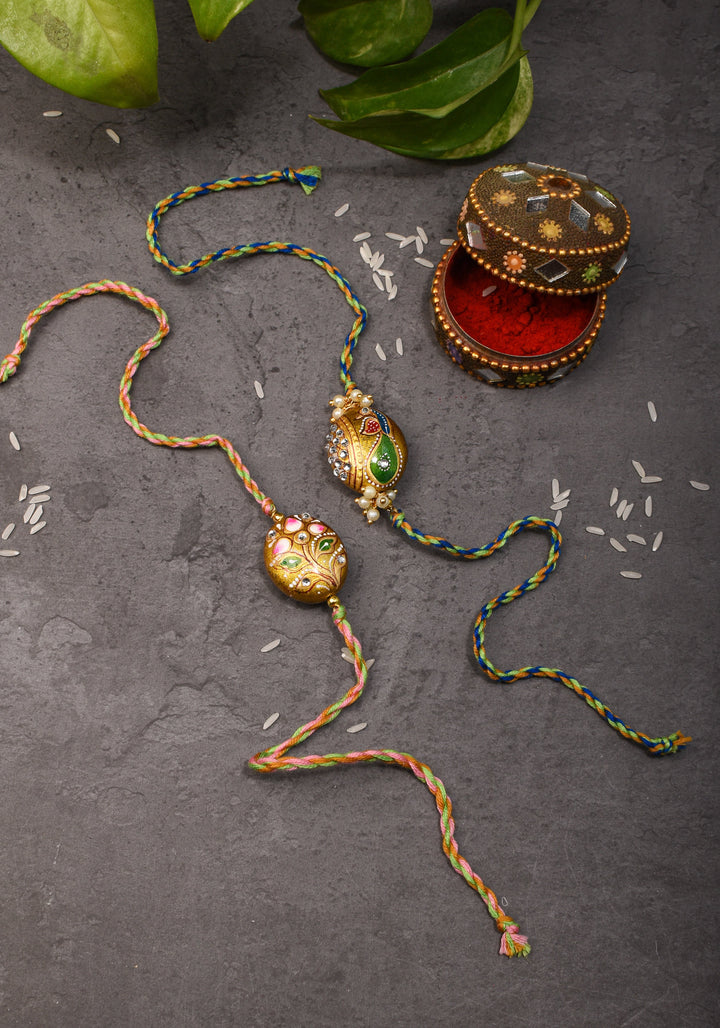 Bhaiyya Bhabhi Rakhi - Handmade Meenakari Hand painted Lacquer Rakhi| Shobitam Jewelry