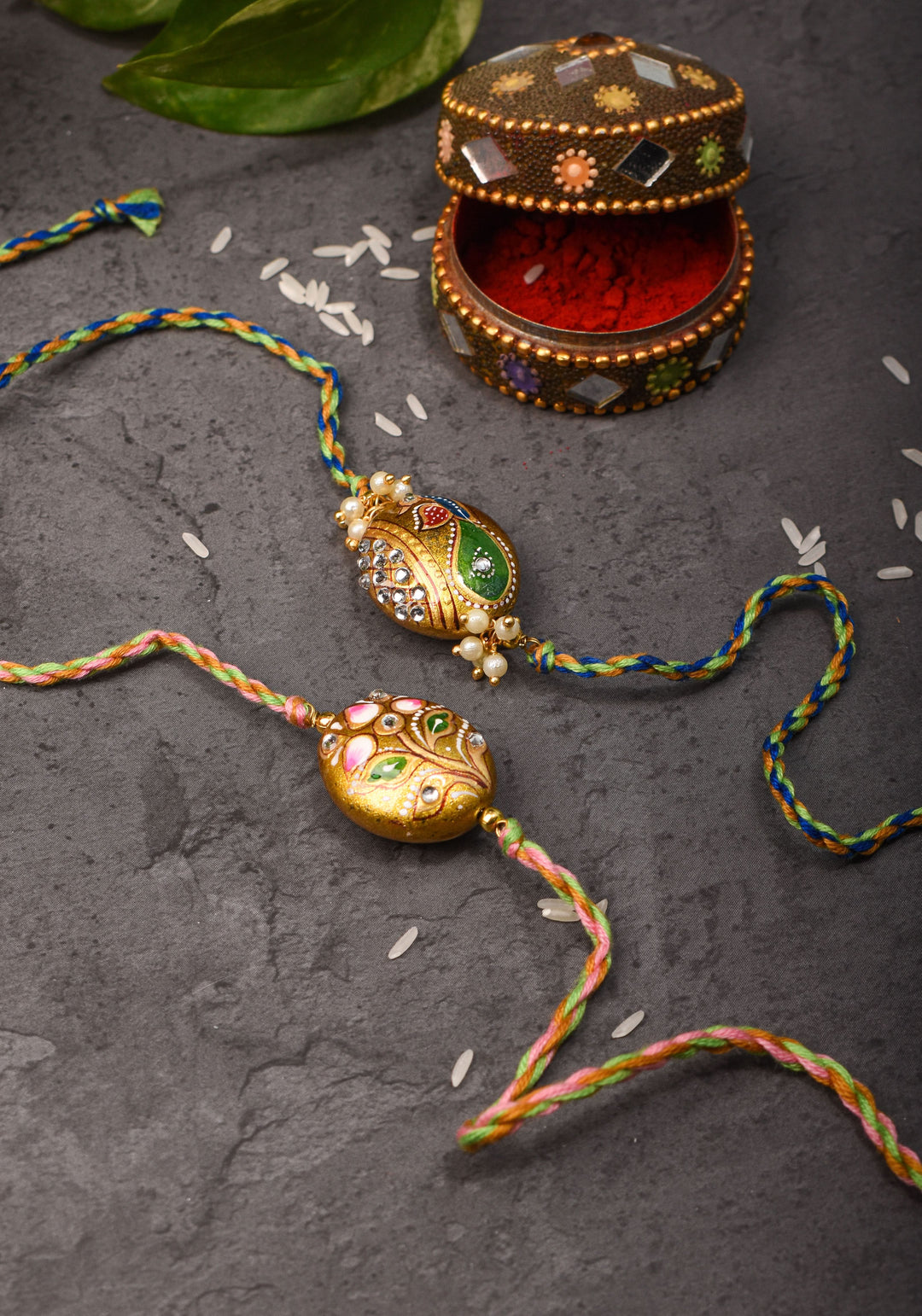 Bhaiyya Bhabhi Rakhi - Handmade Meenakari Hand painted Lacquer Rakhi| Shobitam Jewelry