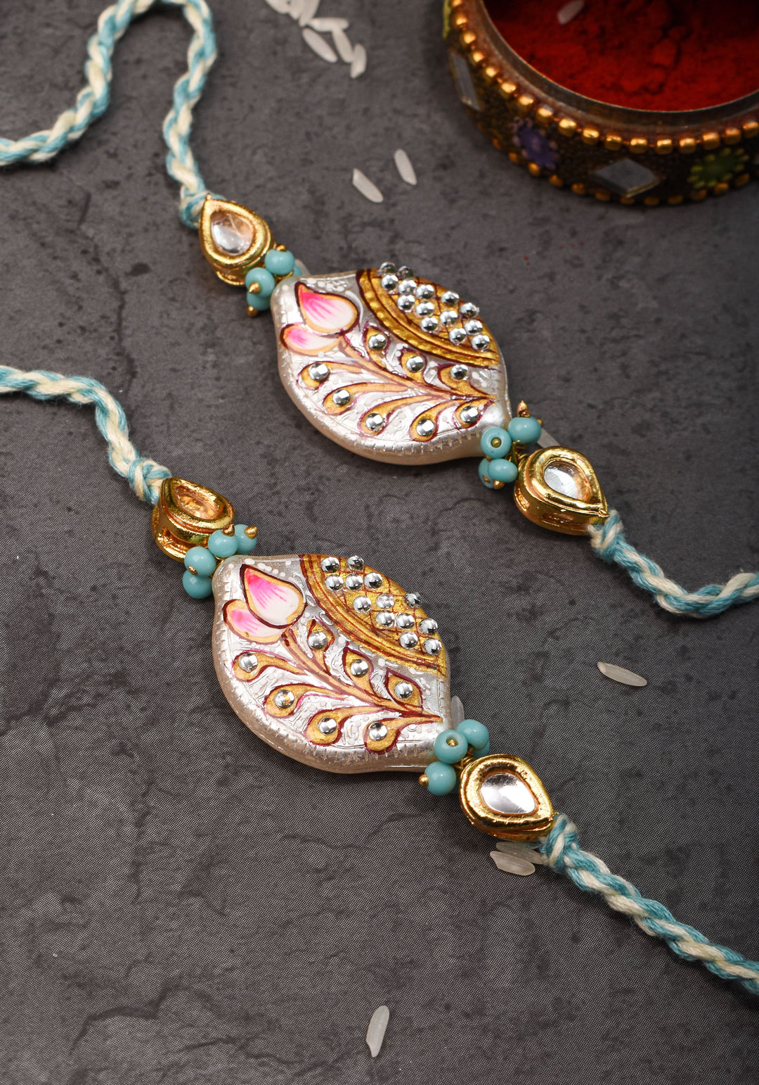 Bhaiyya Bhabhi Handmade Meenakari lacquer rakhi | Shobitam Jewelry