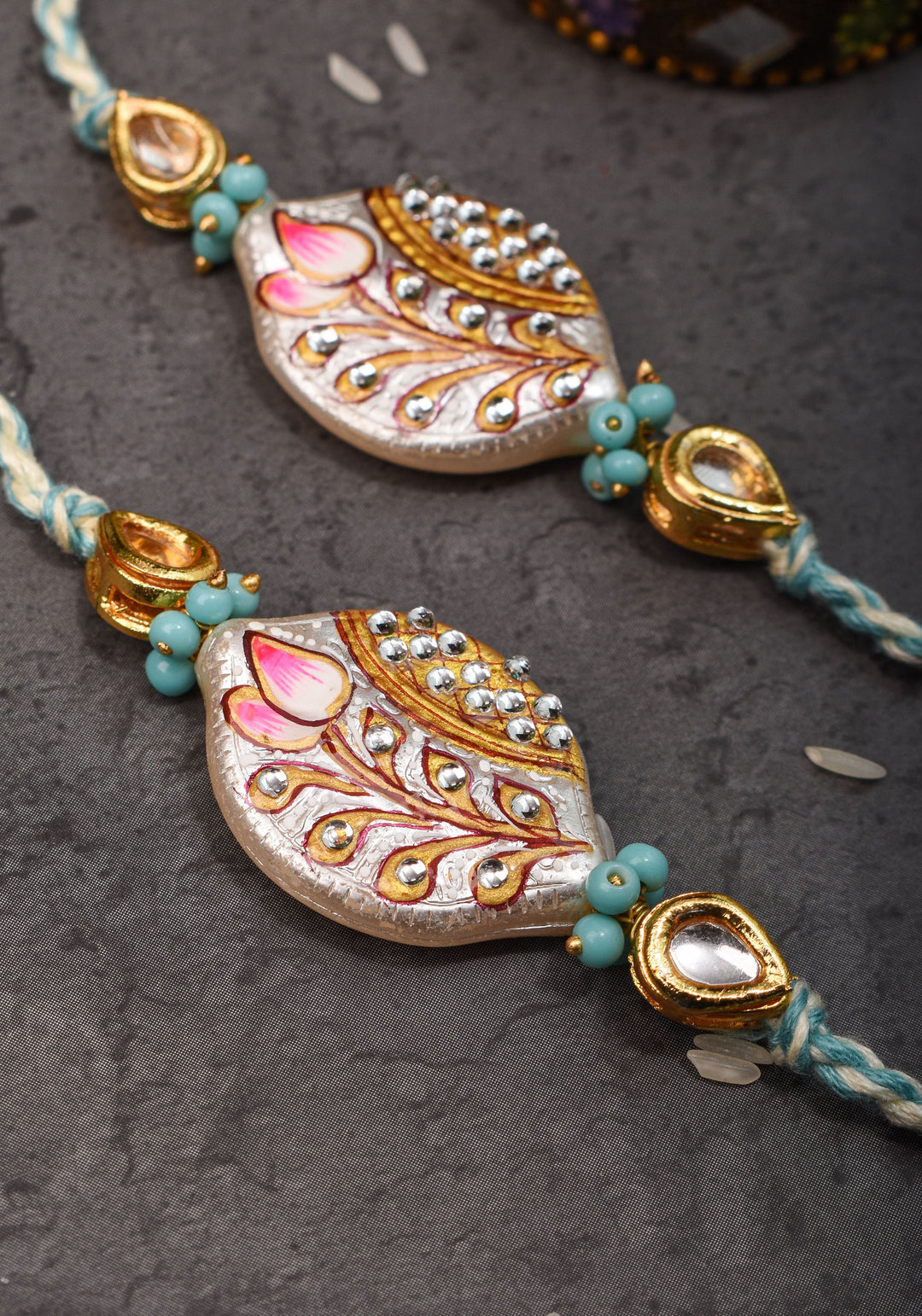 Bhaiyya Bhabhi Handmade Meenakari lacquer rakhi | Shobitam Jewelry