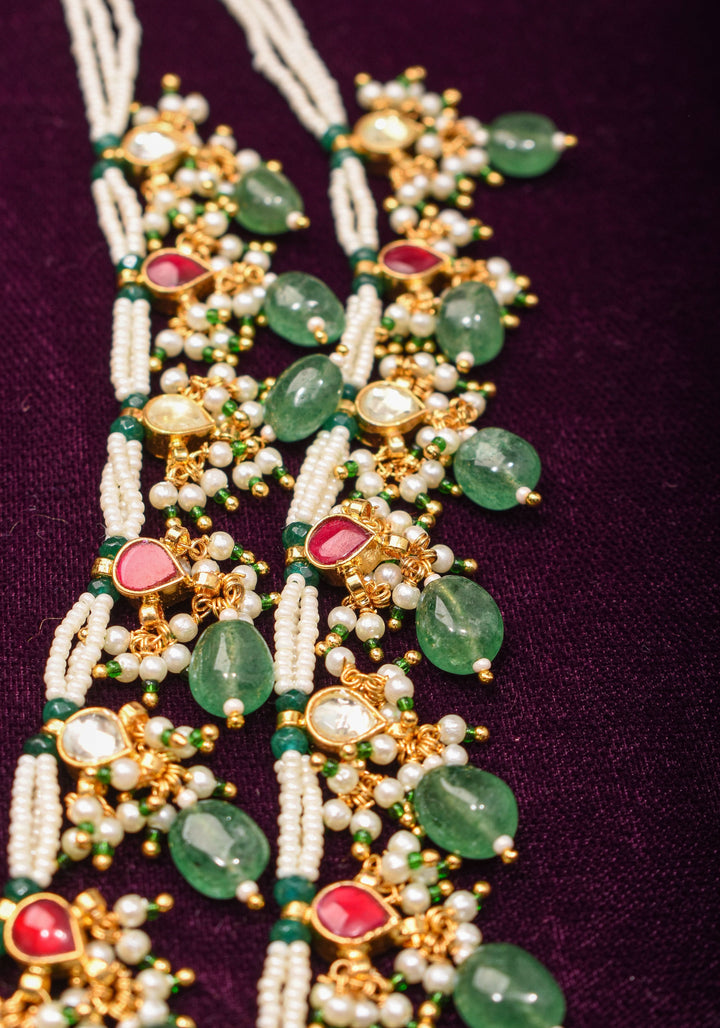 Short Length Maharani Haar with 2 strand Jadau dangling units
