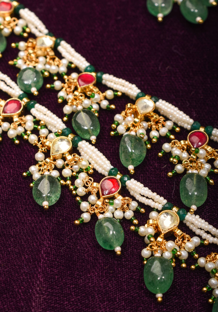 Short Length Maharani Haar with 2 strand Jadau dangling units