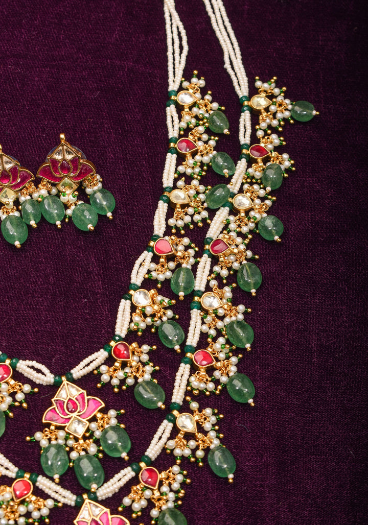 Short Length Maharani Haar with 2 strand Jadau dangling units