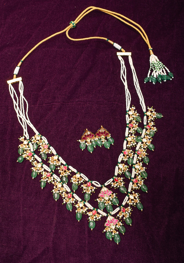 Short Length Maharani Haar with 2 strand Jadau dangling units