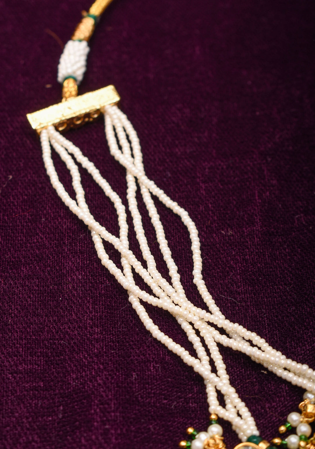 Short Length Maharani Haar with 2 strand Jadau dangling units