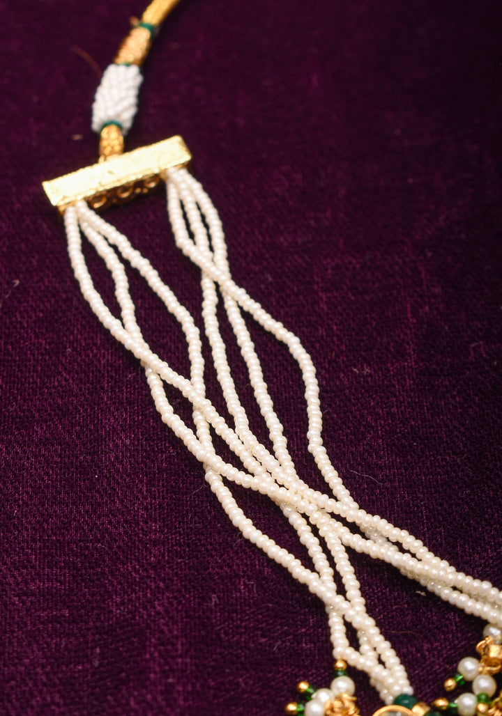 Short Length Maharani Haar with 2 strand Jadau dangling units
