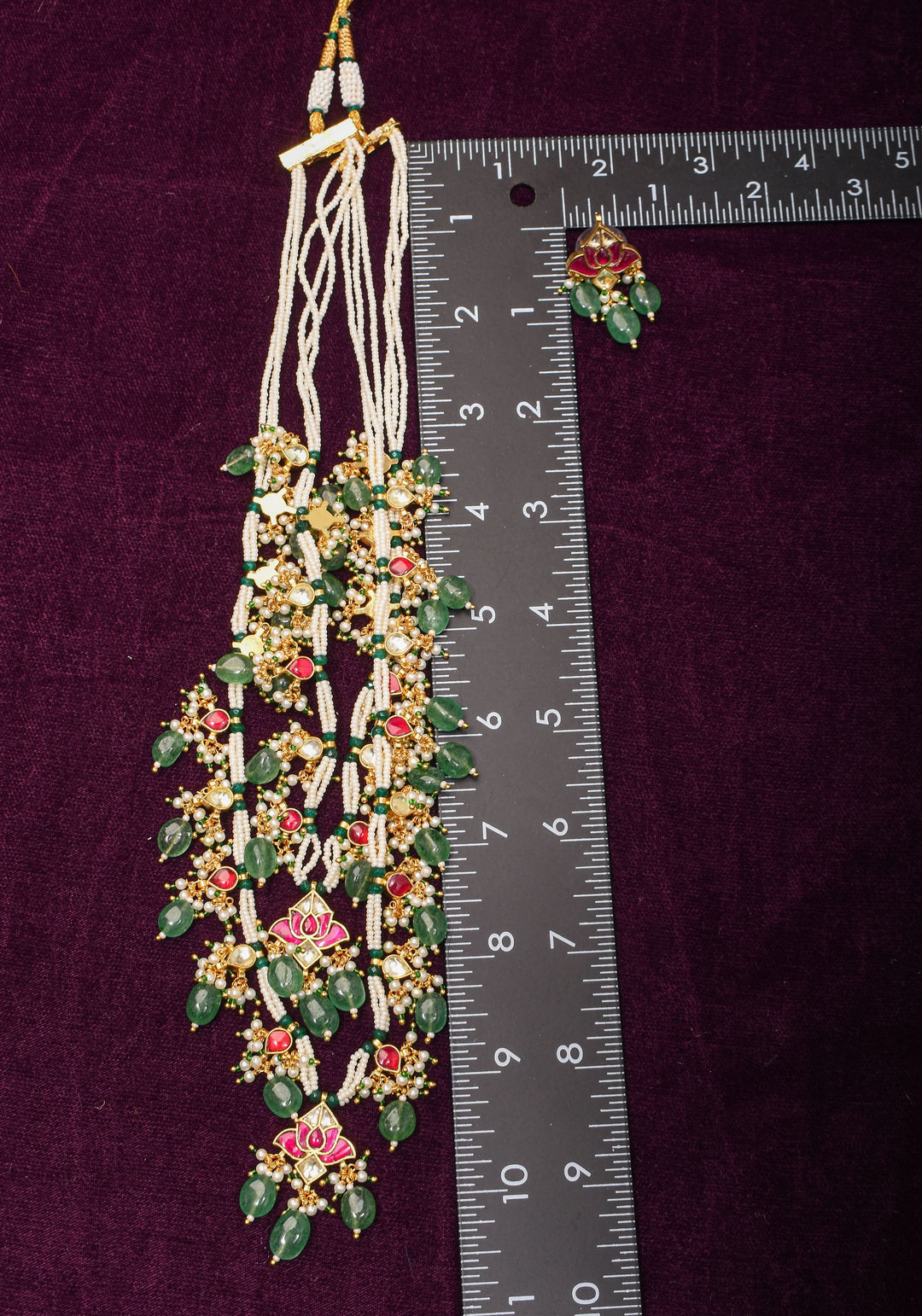 Short Length Maharani Haar with 2 strand Jadau dangling units