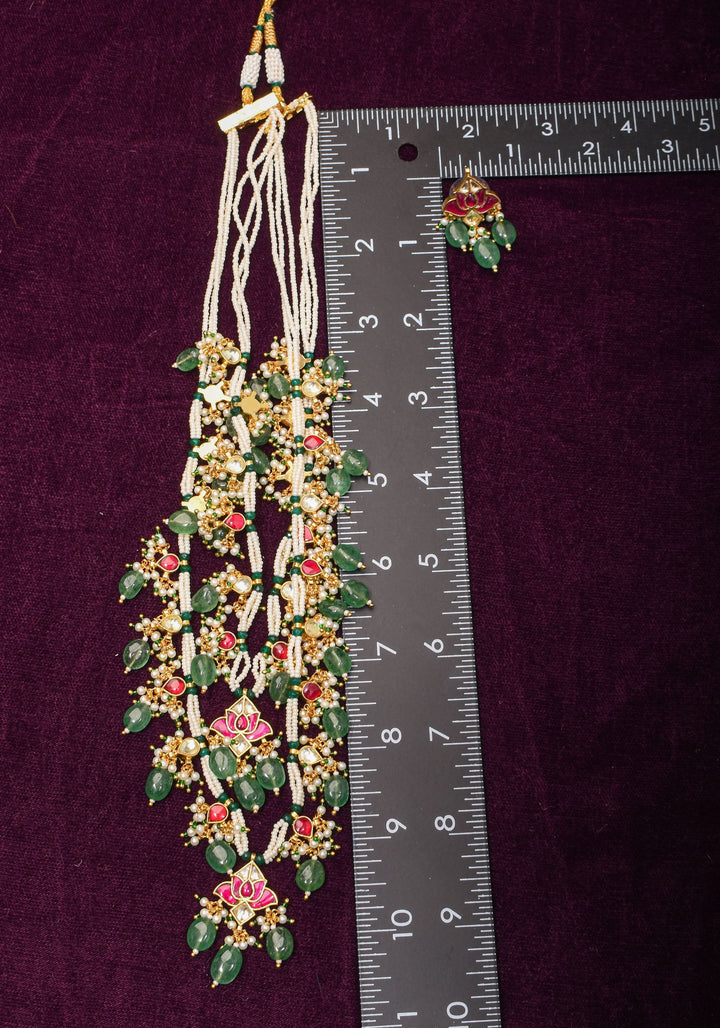 Short Length Maharani Haar with 2 strand Jadau dangling units