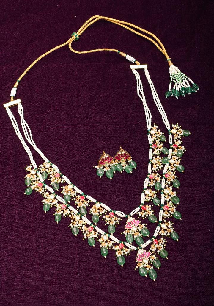 Short Length Maharani Haar with 2 strand Jadau dangling units
