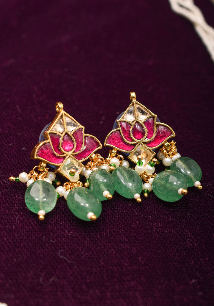 Short Length Maharani Haar with 2 strand Jadau dangling units