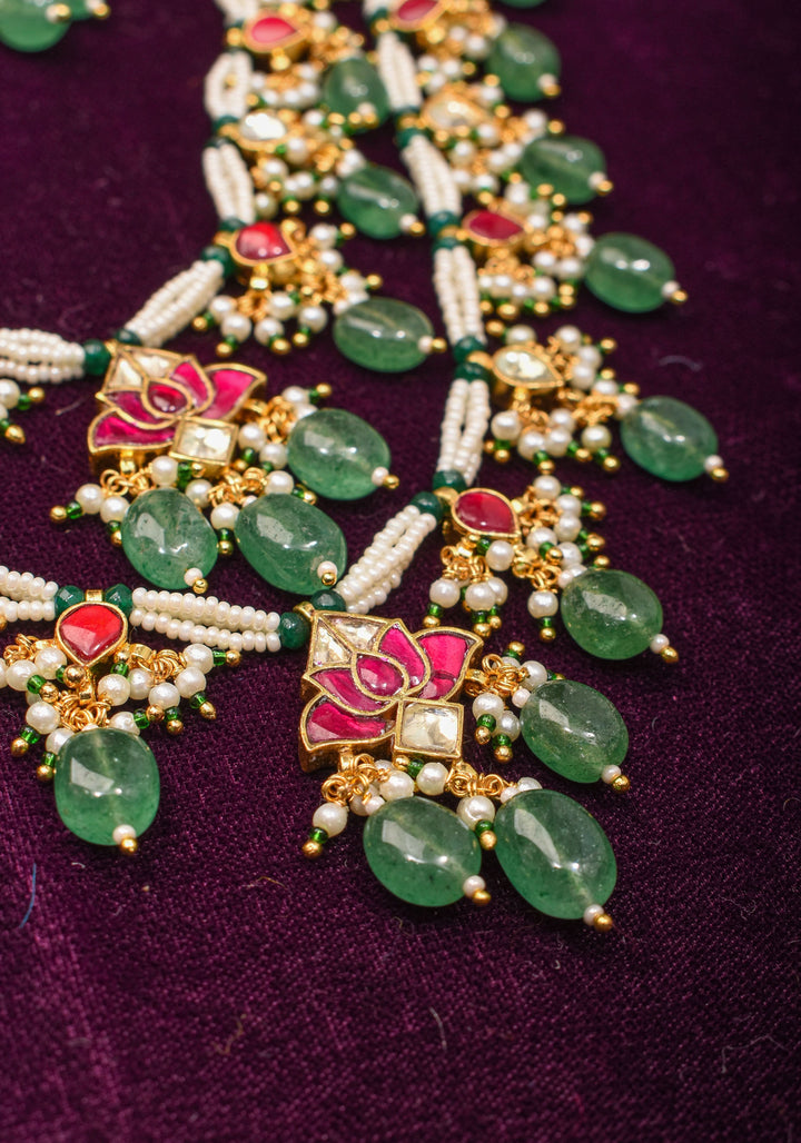 Short Length Maharani Haar with 2 strand Jadau dangling units