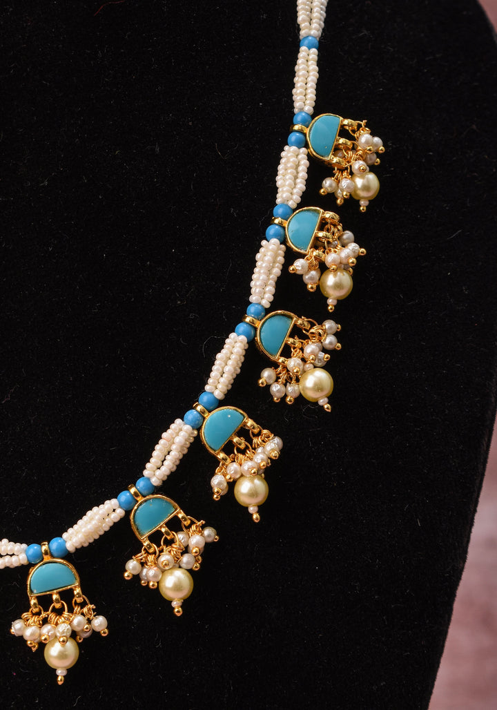 Feroza : Lightweight Ahmedabadi Jadau Necklace and earrings set with 11 dangling units