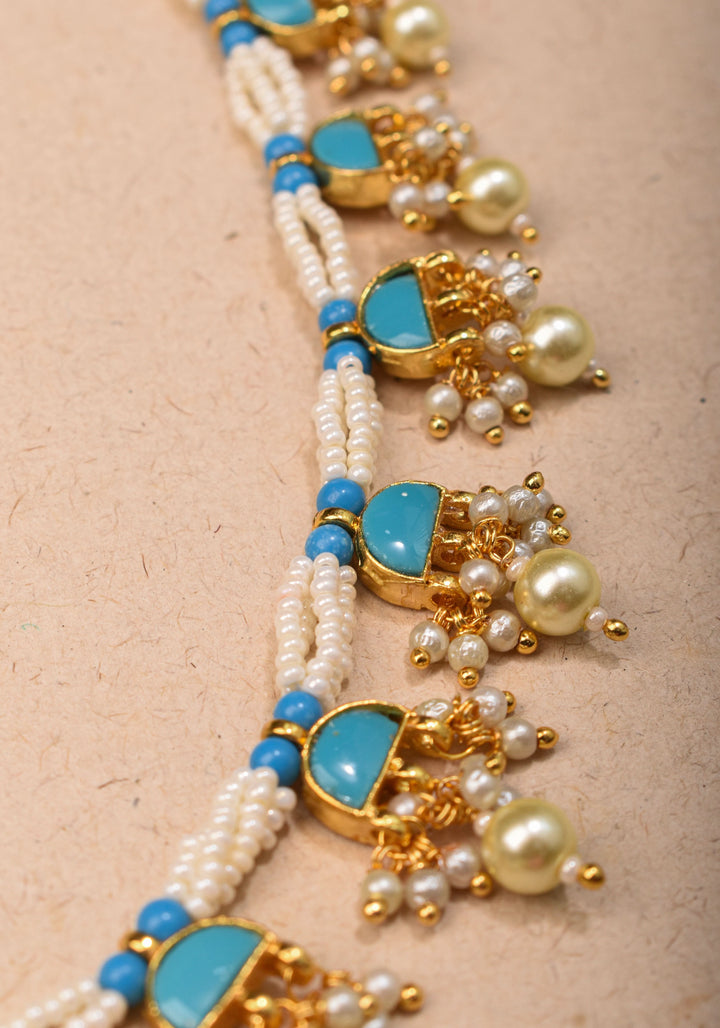 Feroza : Lightweight Ahmedabadi Jadau Necklace and earrings set with 11 dangling units