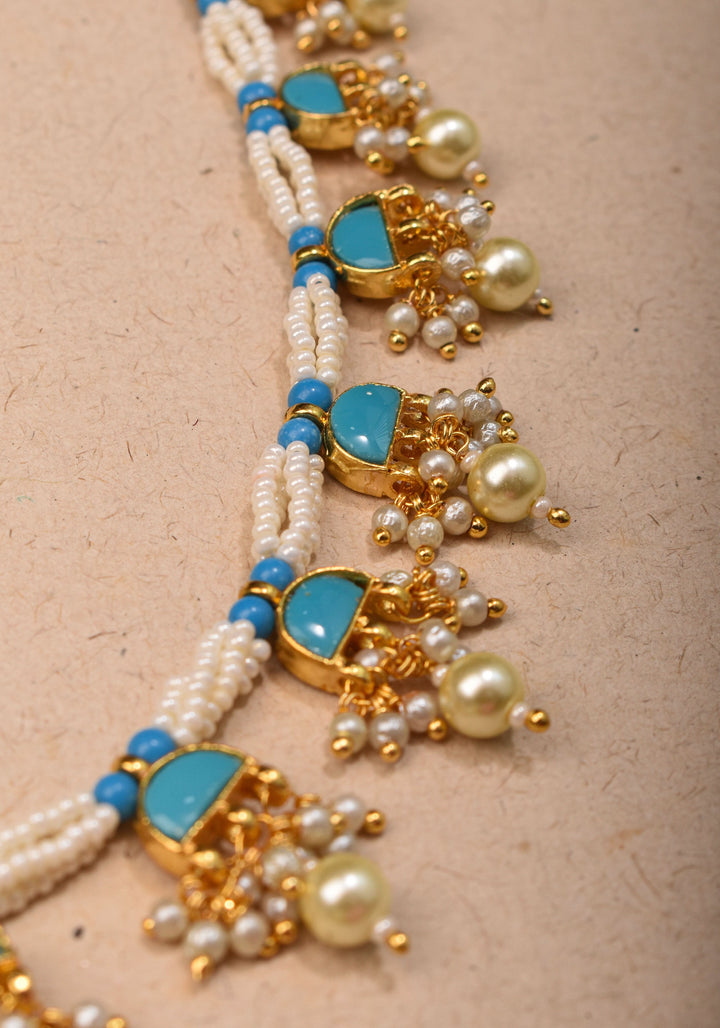 Feroza : Lightweight Ahmedabadi Jadau Necklace and earrings set with 11 dangling units