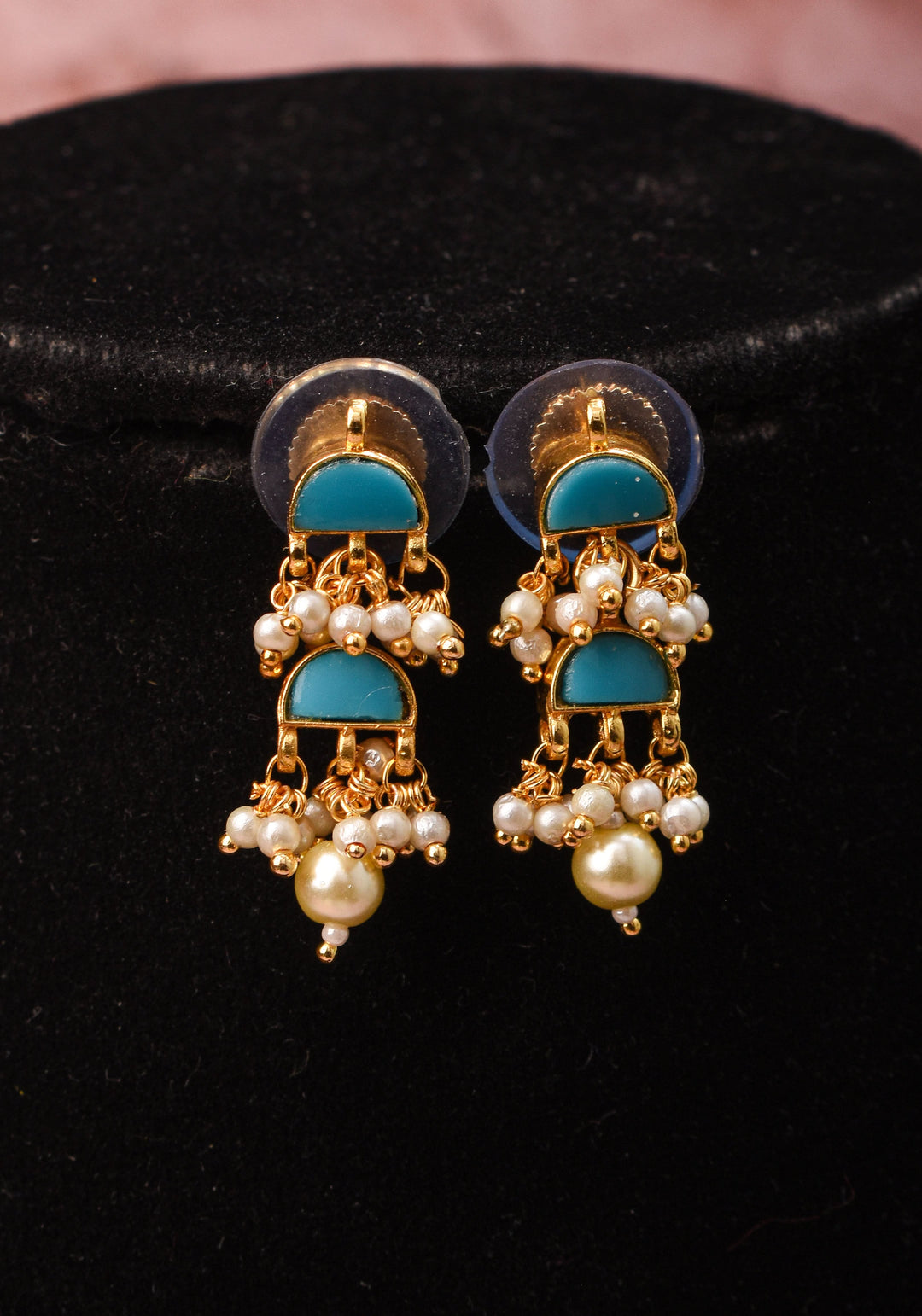 Feroza : Lightweight Ahmedabadi Jadau Necklace and earrings set with 11 dangling units