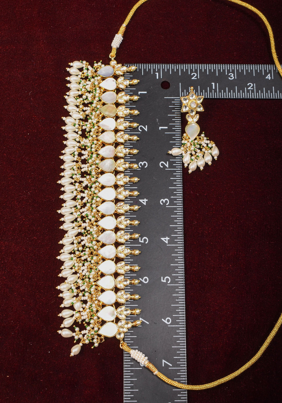 Ahmedabadi Jadau Mother of Pearls choker Set | Shobitam Jewelry