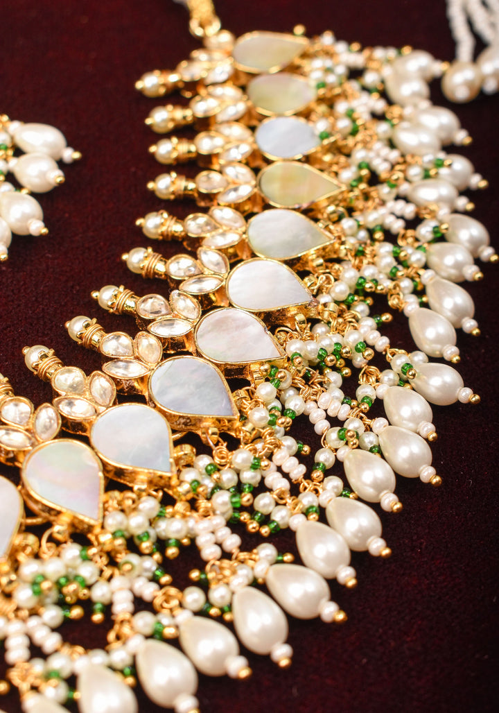 Ahmedabadi Jadau Mother of Pearls choker Set | Shobitam Jewelry