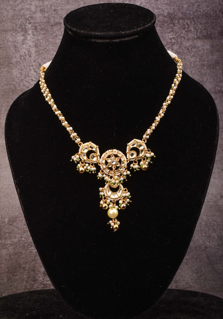 Delicate Multistrand Necklace with Ahmedabadi Kundan Jadau Pendant