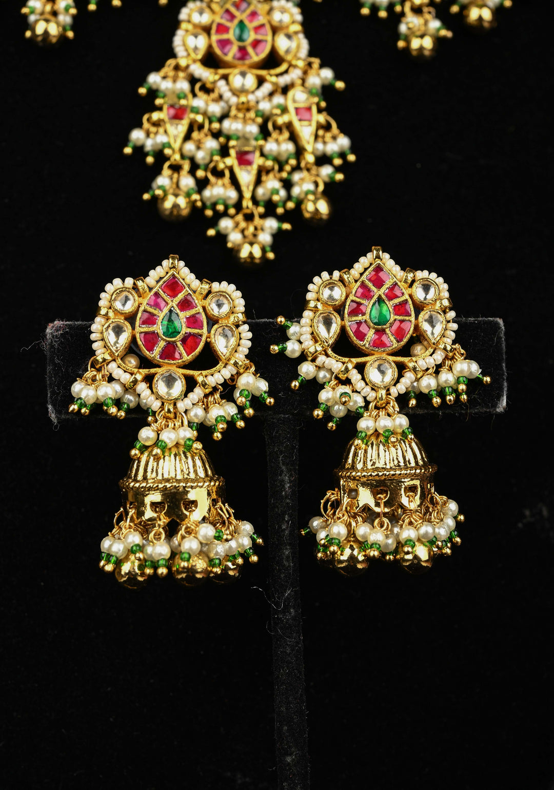 Multistrand Pearl with Chand Kundan Choker Set with dangling pearls