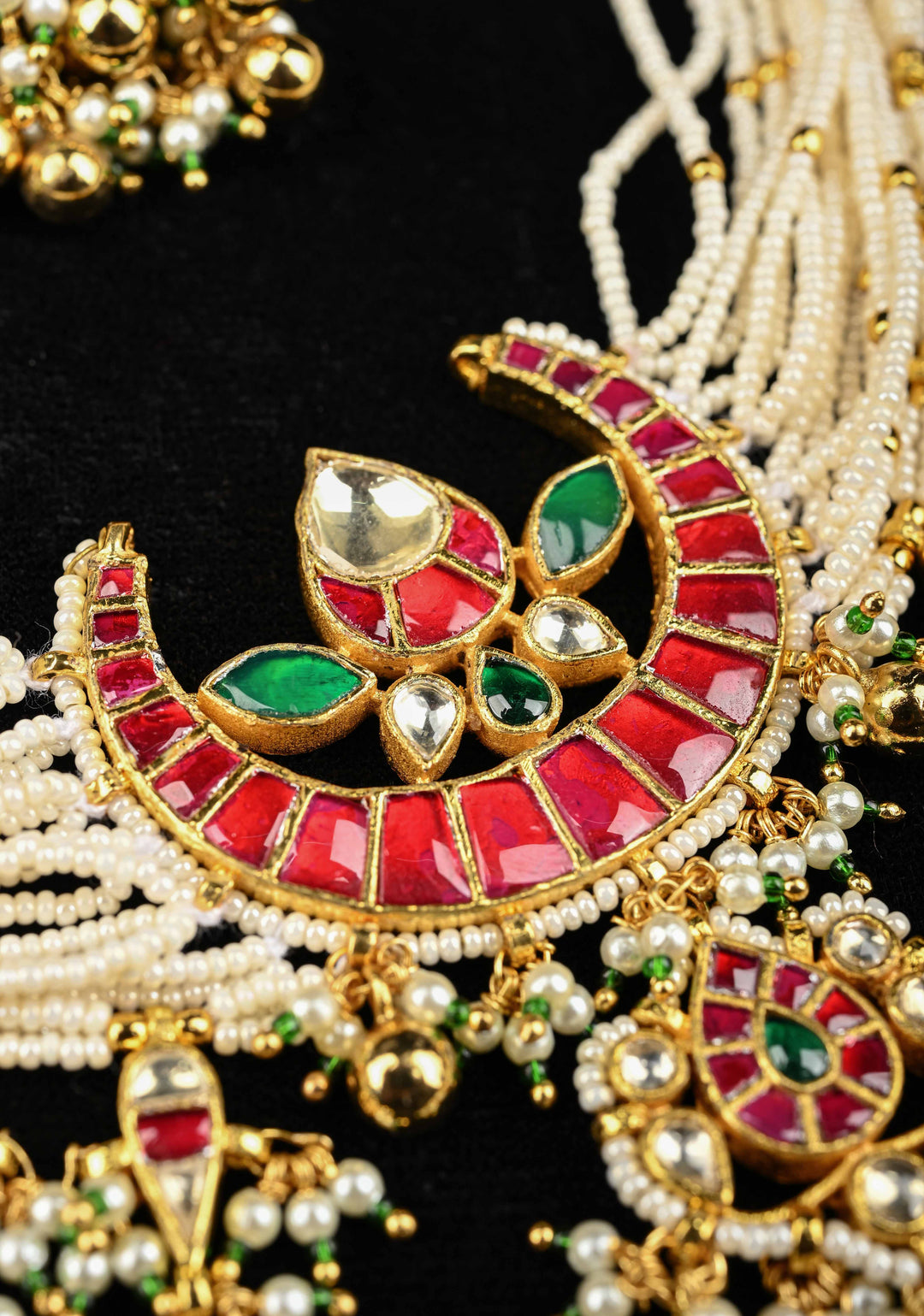 Multistrand Pearl with Chand Kundan Choker Set with dangling pearls