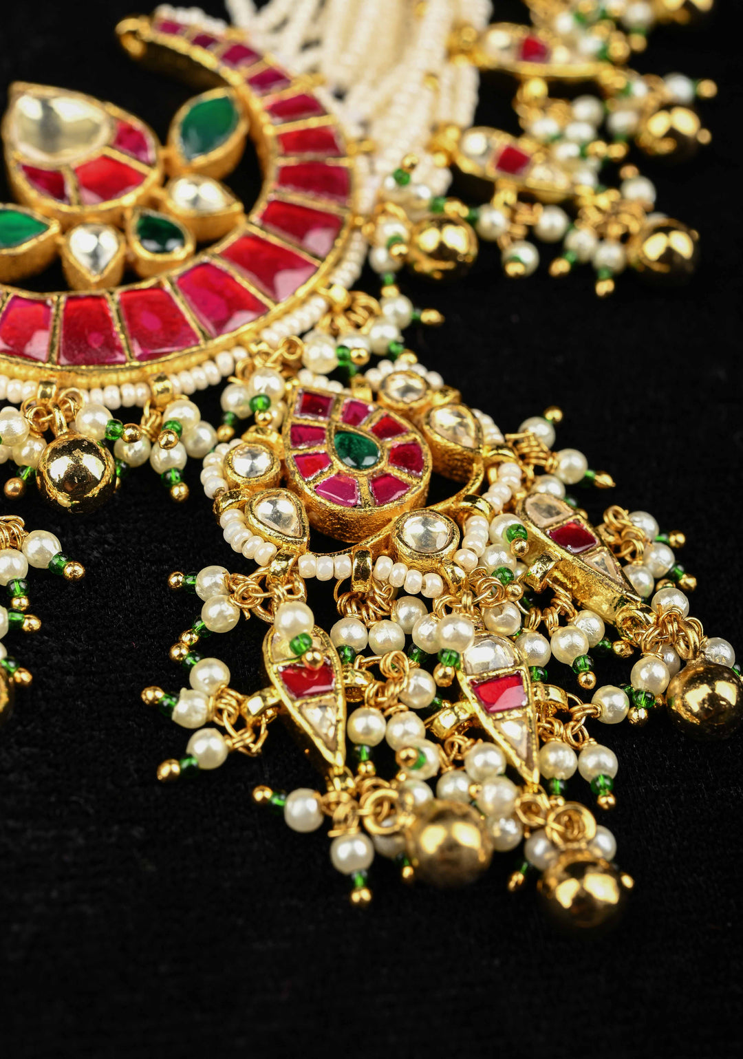 Multistrand Pearl with Chand Kundan Choker Set with dangling pearls