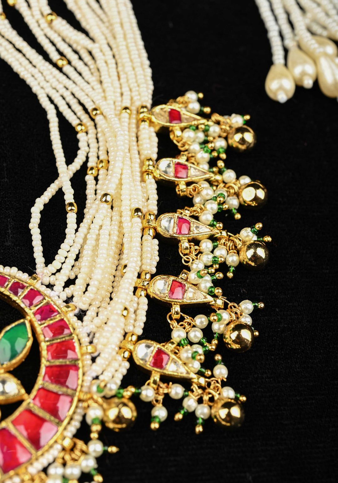 Multistrand Pearl with Chand Kundan Choker Set with dangling pearls