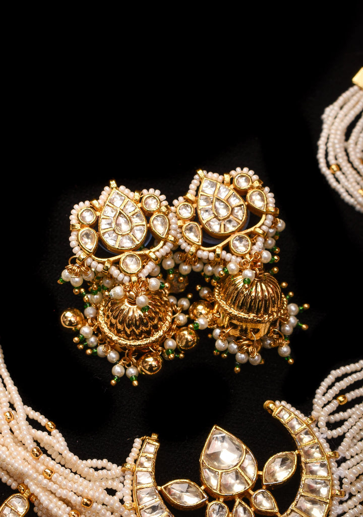 Ahmedabadi kundan multistrand necklace set with Chand Pendant