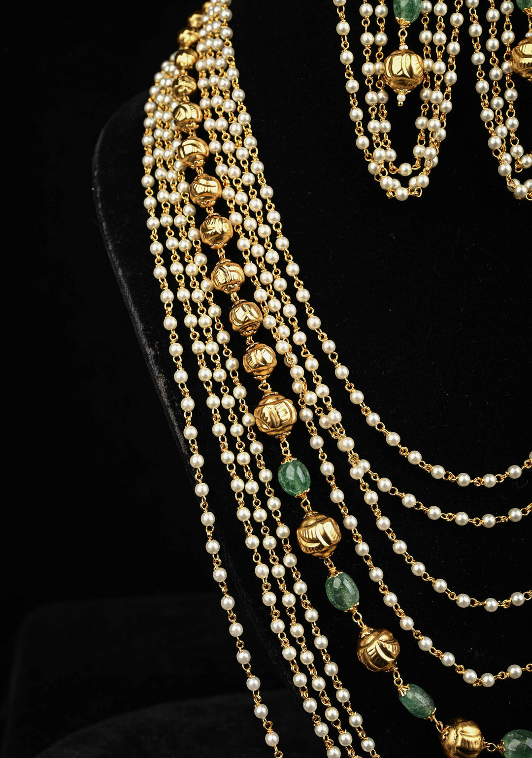 Antique Multistrand White Beaded Mala with Matching Earrings