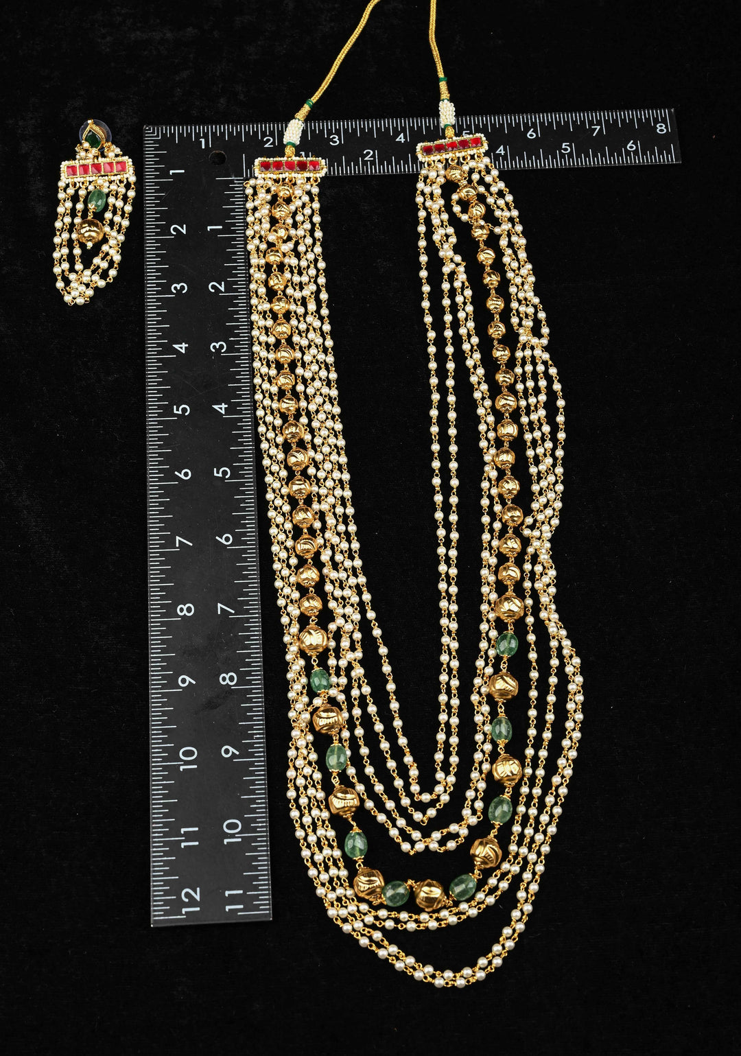 Antique Multistrand White Beaded Mala with Matching Earrings