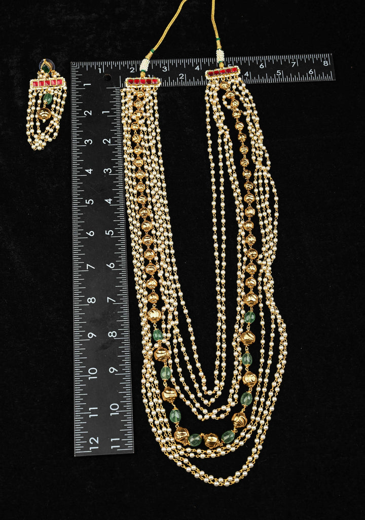 Antique Multistrand White Beaded Mala with Matching Earrings
