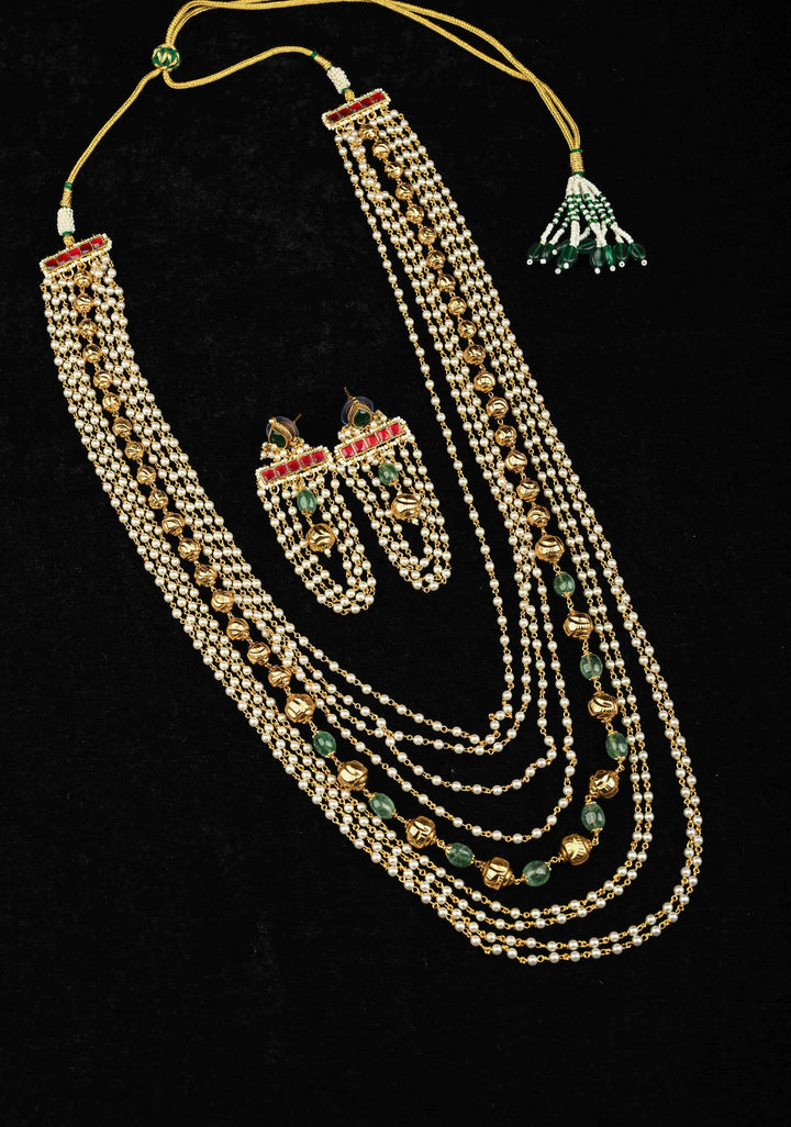 Antique Multistrand White Beaded Mala with Matching Earrings