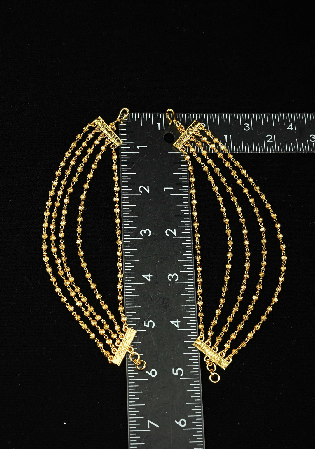5 Layered Gold Beaded Ear Chain