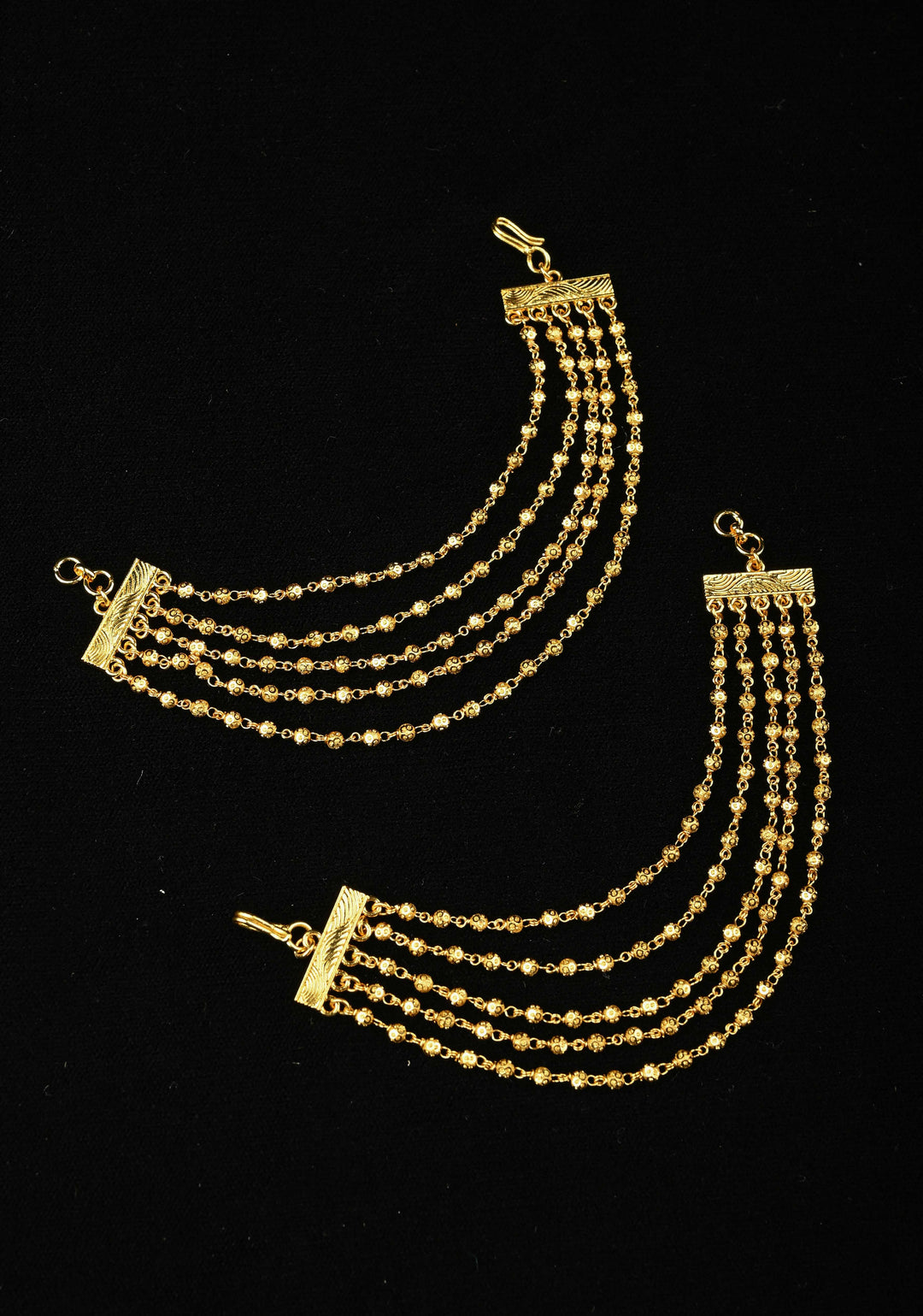 5 Layered Gold Beaded Ear Chain