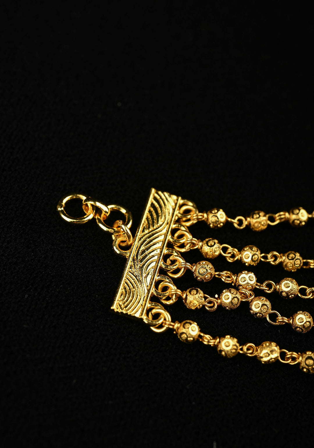 5 Layered Gold Beaded Ear Chain
