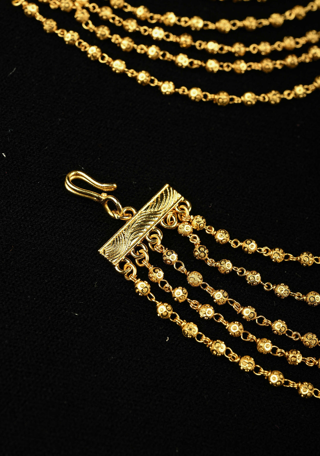 5 Layered Gold Beaded Ear Chain