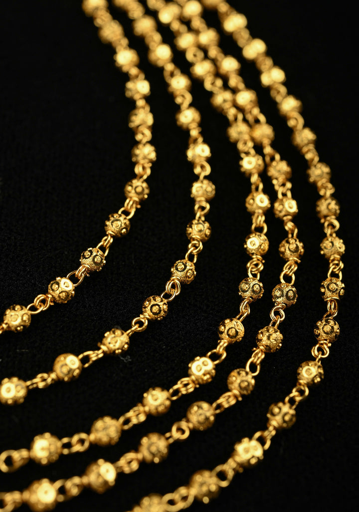 5 Layered Gold Beaded Ear Chain