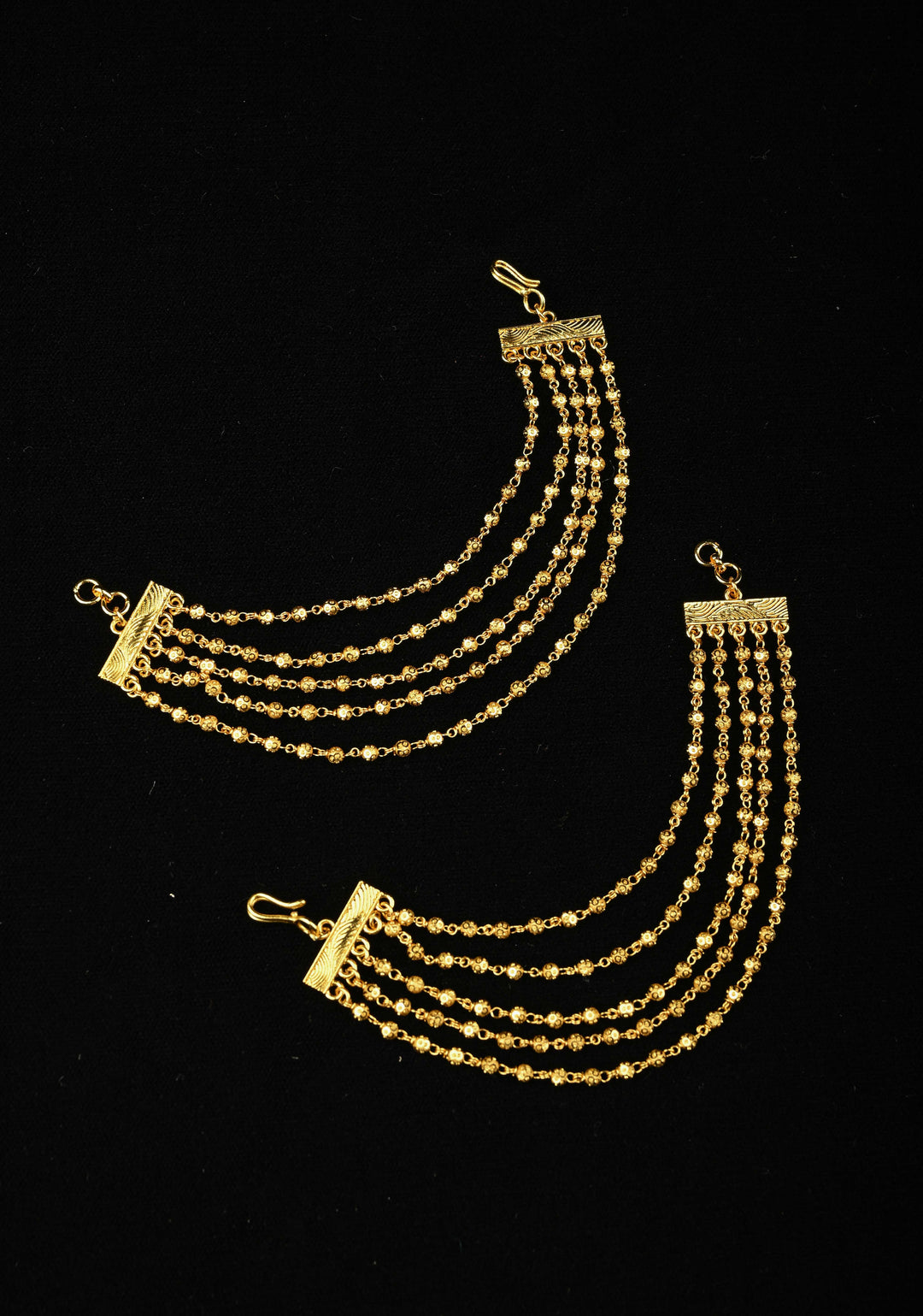 5 Layered Gold Beaded Ear Chain