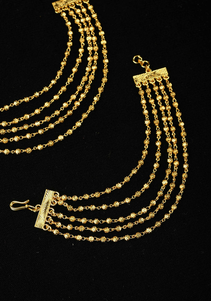 5 Layered Gold Beaded Ear Chain